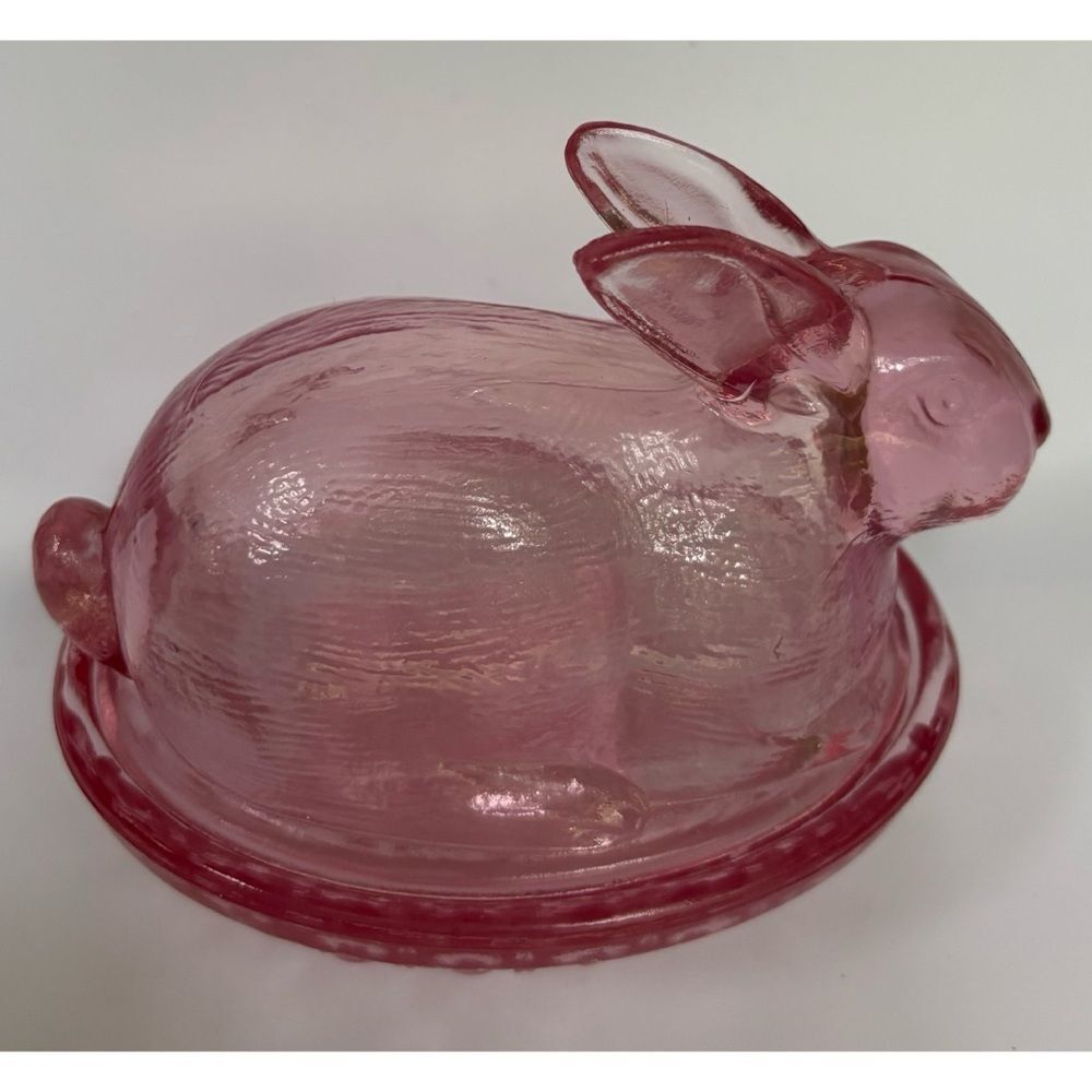 Vintage Pink Glass Candy Dish with Lid - Picture 2 of 7